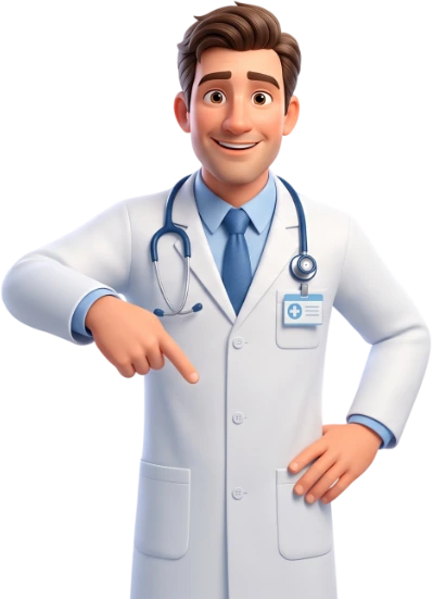 Doctor pointing to install
