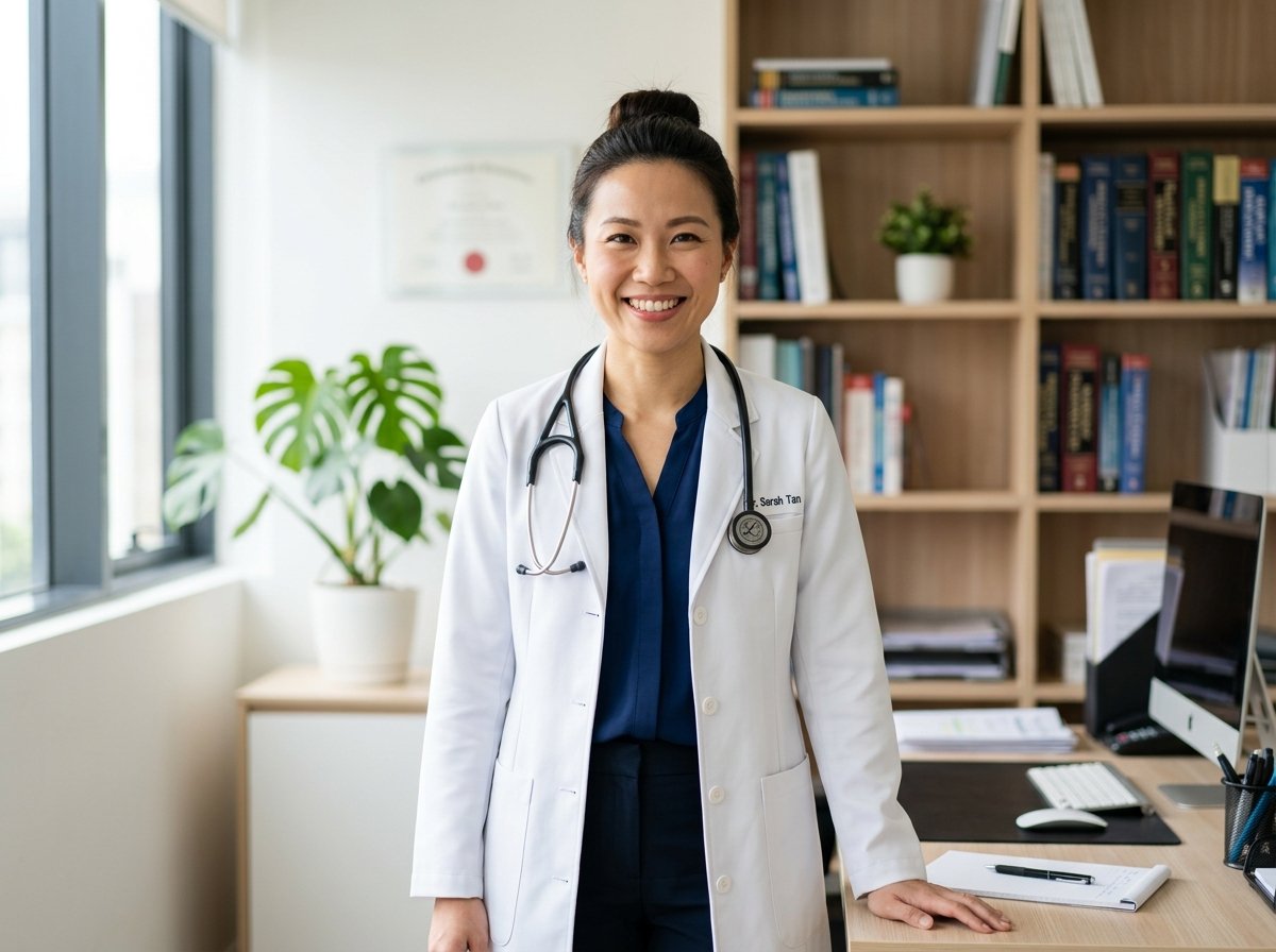 Dr. Sarah Tan during an Elab 1-on-1 video consultation reviewing blood test results