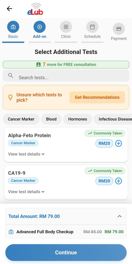 Elab App Select Additional Services